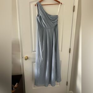 Azazie Maddox One Shoulder Dusty Blue Maxi Bridesmaid Dress